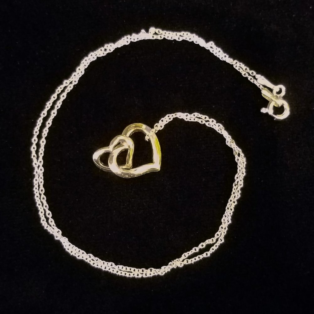 Sterling Silver Interlocked Hearts Necklace - Picture 2 of 2